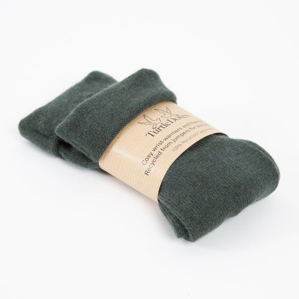 Gents Green Cashmere Fingerless Gloves